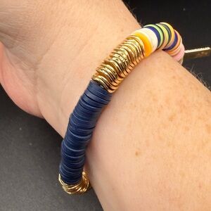 Canvas Multicolor Disc Bracelet with Gold Accents elastic and beautiful